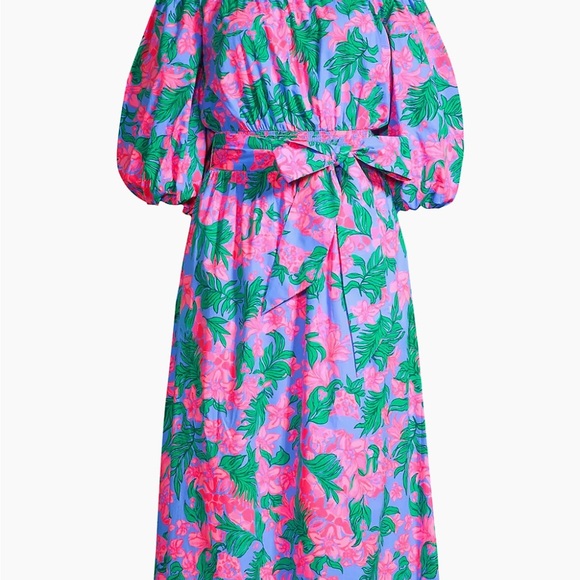 Lilly Pulitzer Shawnlee elbow off shoulder midi dress - Picture 8 of 8